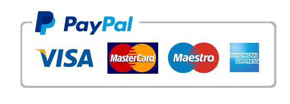Métodos de pago aceptados: PayPal, Visa, Mastercard, Maestro y American Express