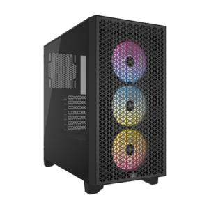 CASE CORSAIR 3000D RGB AIRFLOW, MID TOWER, BLACK, 7 EXPANSION SLOT, 2X 2.5", 2X 3.5", TAPA DE CRISTAL TEMPLADO, INCLUYE 3 ABANICOS AR120 120MM FRONTAL, 2 120MM EN EL TOPE, 2 120MM ABAJO, 1 120MM ATRAS, PUERTOS 2X USB 3.2 GEN1, HEADPHONE/MIC COMBO 3.5" (CC-9011255-WW)