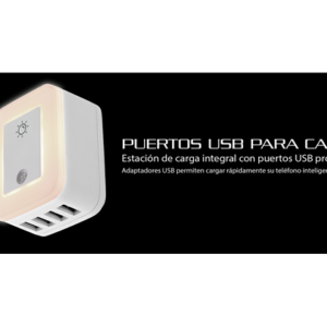 TOMACORRIENTE FORZA, 4 PUERTOS USB 4.8 AMP, LUZ NOCTURNA, PROTECTOR SOBRETENSIÓN, 110/220V (FWT-4012USB)