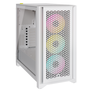 CASE CORSAIR ICUE 4000D AIRFLOW RGB, MID TOWER, WHITE, 7 EXPANSION SLOT, 3X 2.5", 2X 3.5", TAPA DE CRISTAL TEMPLADO, SOPORTA 3 ABANICOS 120MM FRONTAL - BLANCO (CC-9011241-WW)