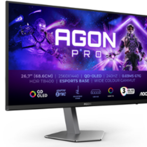 MONITOR AOC 27" (26.5) GAMING, QHD OLED AGON PRO, E-SPORTS MONITOR STAND, PANEL RESOLUTION 2560X1440, 240 HZ, HDR 10. (AG276QZD)