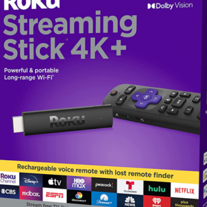ROKU STREAMING 4K+ STICK - HDR/DOLBY VISION- PUERTO HDMI PARA CONVERTIR TV NORMAL EN SMART TV, CONTROL REMOTO (3920R)