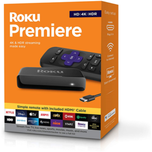 ROKU PREMIER - 4K STREAMING - HDR 10 - PUERTO HDMI PARA CONVERTIR TV NORMAL EN SMART TV, CONTROL REMOTO, HBO MAX, NETFLIX, DISNEY+ Y PRIME VIDEO. (3920RW)