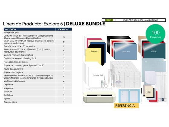 MAQUINA DE CORTE CRICUT EXPLORE 5 BI-VOLT USB-PLUG, COLOR CREMA + KIT DE HERRAMIENTAS DELUXE PARA 100 PROYECTOS