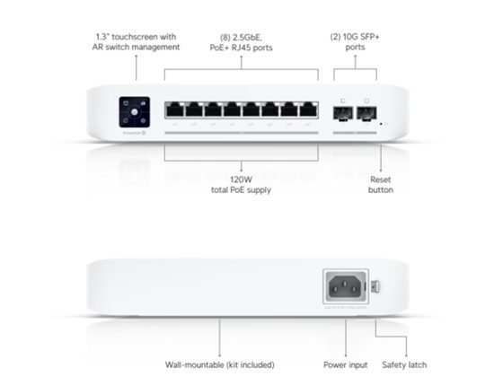 SWITCH UBIQUITI ENTERPRISE CON 8 PUERTOS RJ45 A 2.5 GBE